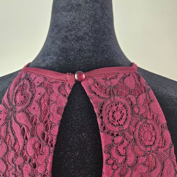 Altard' State Womens Burgundy Lace Fit & Flare Dress Circle Neck Size Sm Formal - Picture 14 of 14